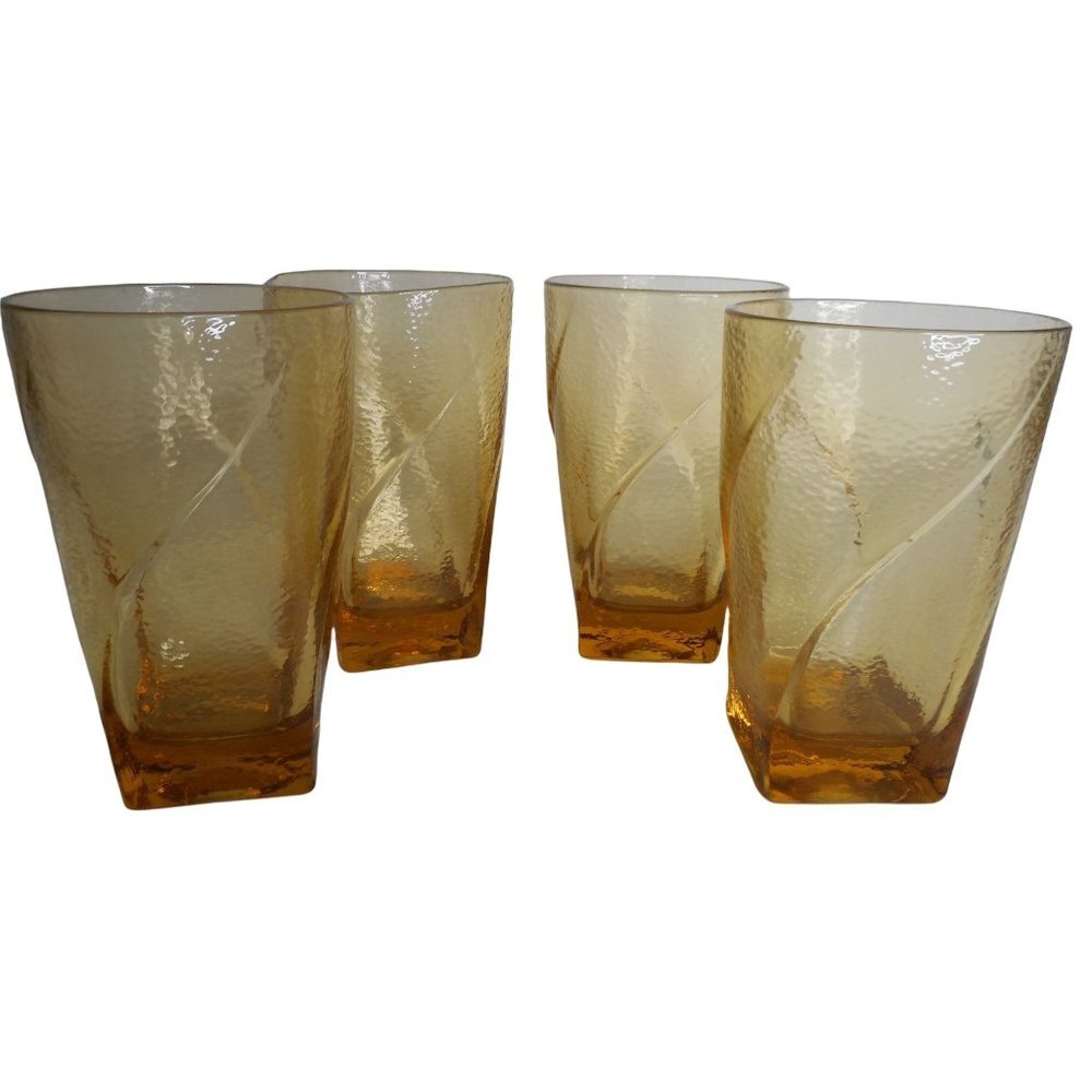 4 MCM Amber Swirl textured pebbled Glasses